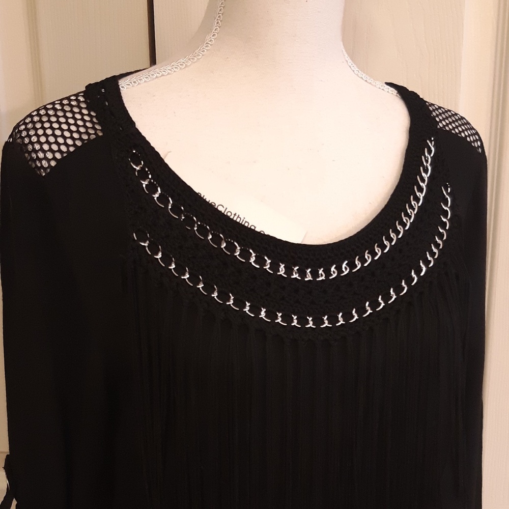Black fringed T Shirt
